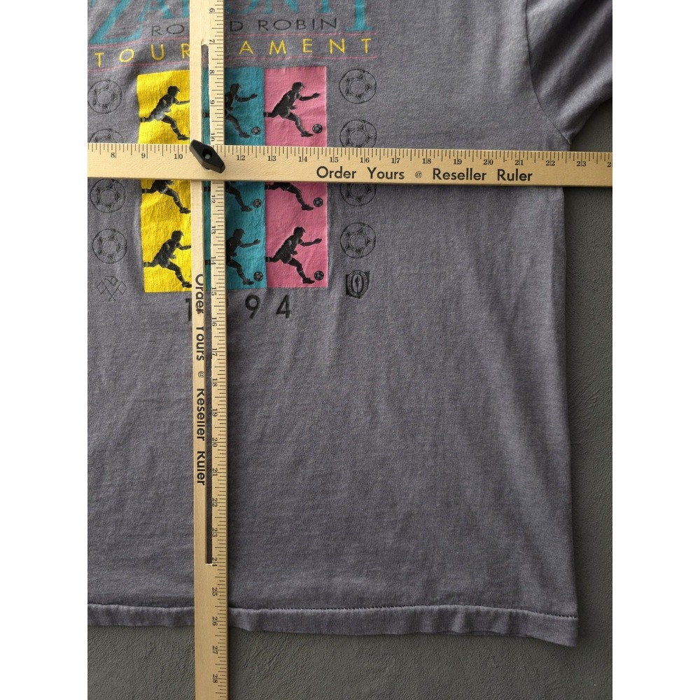 Vintage 90s Zahonyi Soccer Tournament Grey Single Stitch Crewneck T-shirt XL - Picture 6 of 7